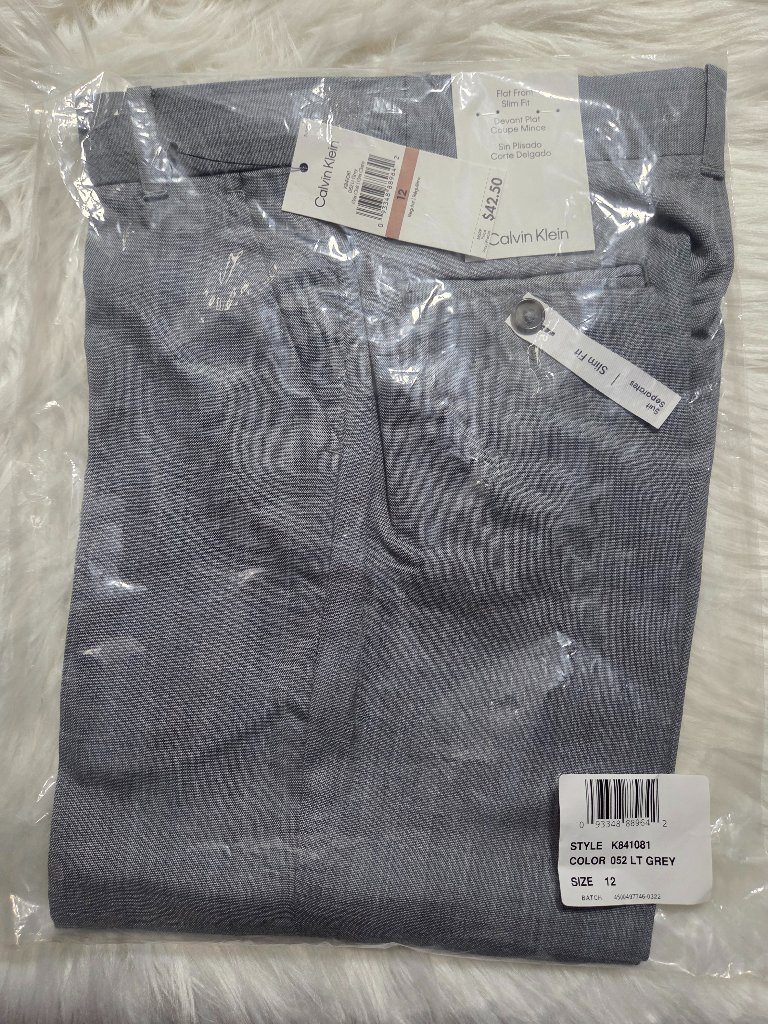 Calvin Klein Boys Stretch Sharkskin Gray Pants